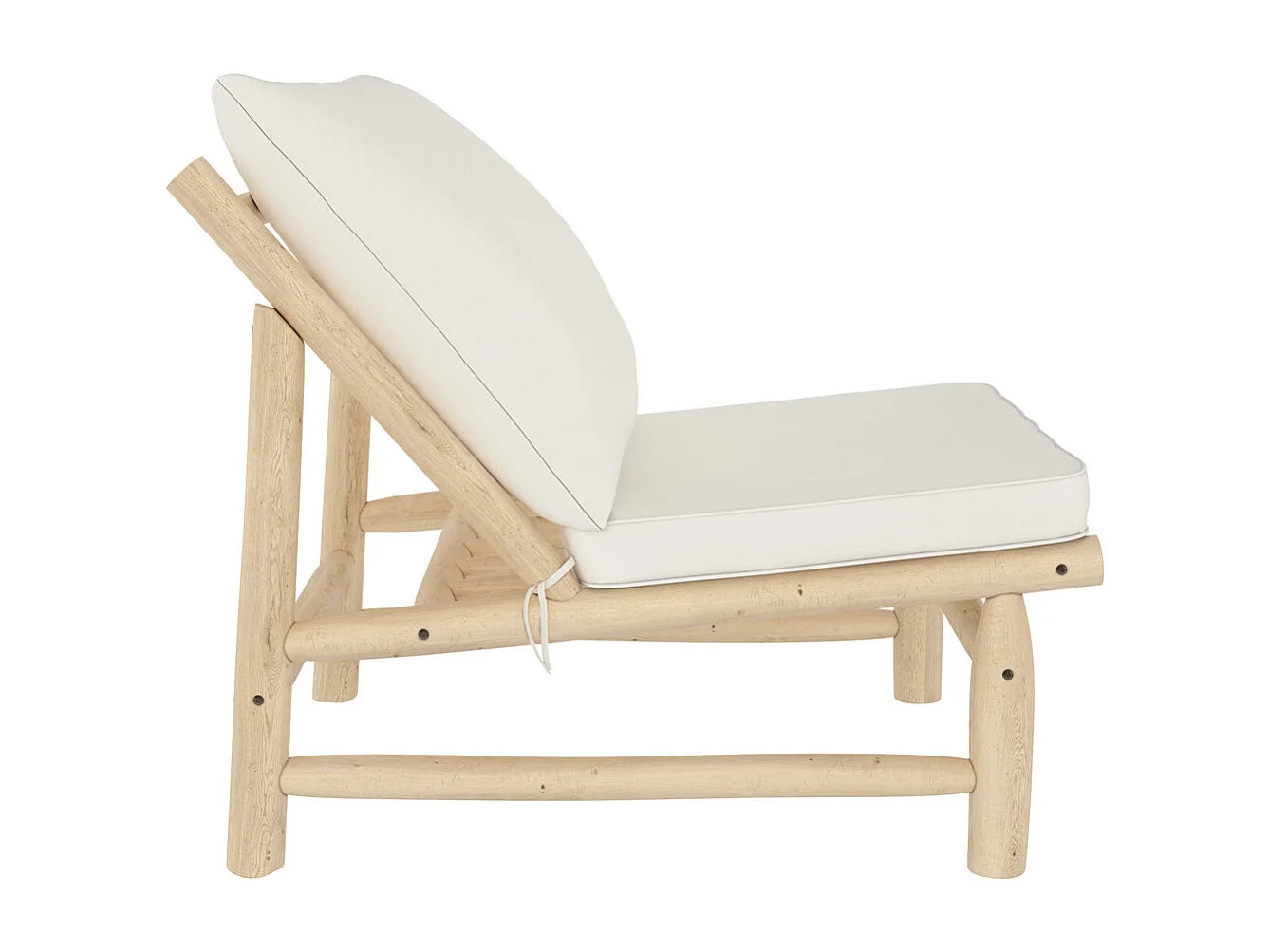 Fauteuil de jardin en teck et coussins blanc cassé - Makam
