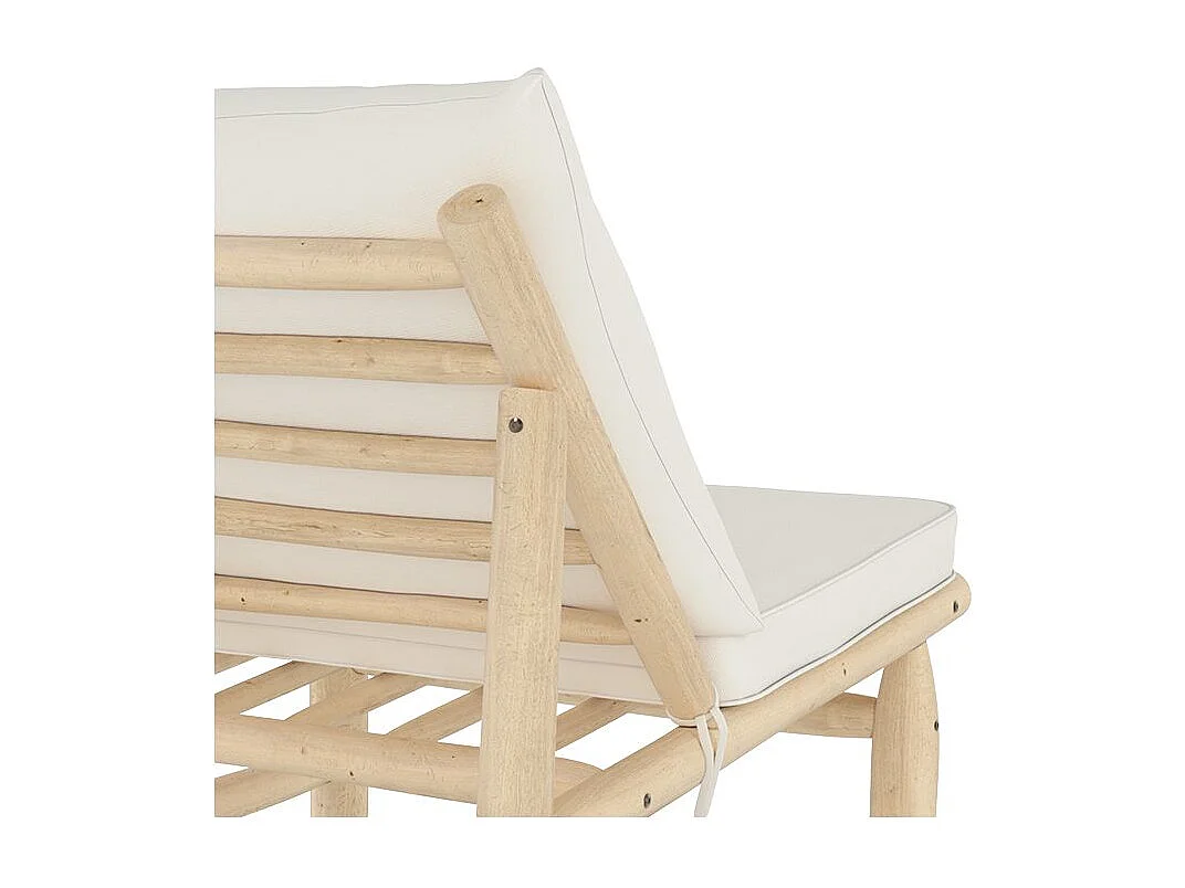 Fauteuil de jardin en teck et coussins blanc cassé - Makam