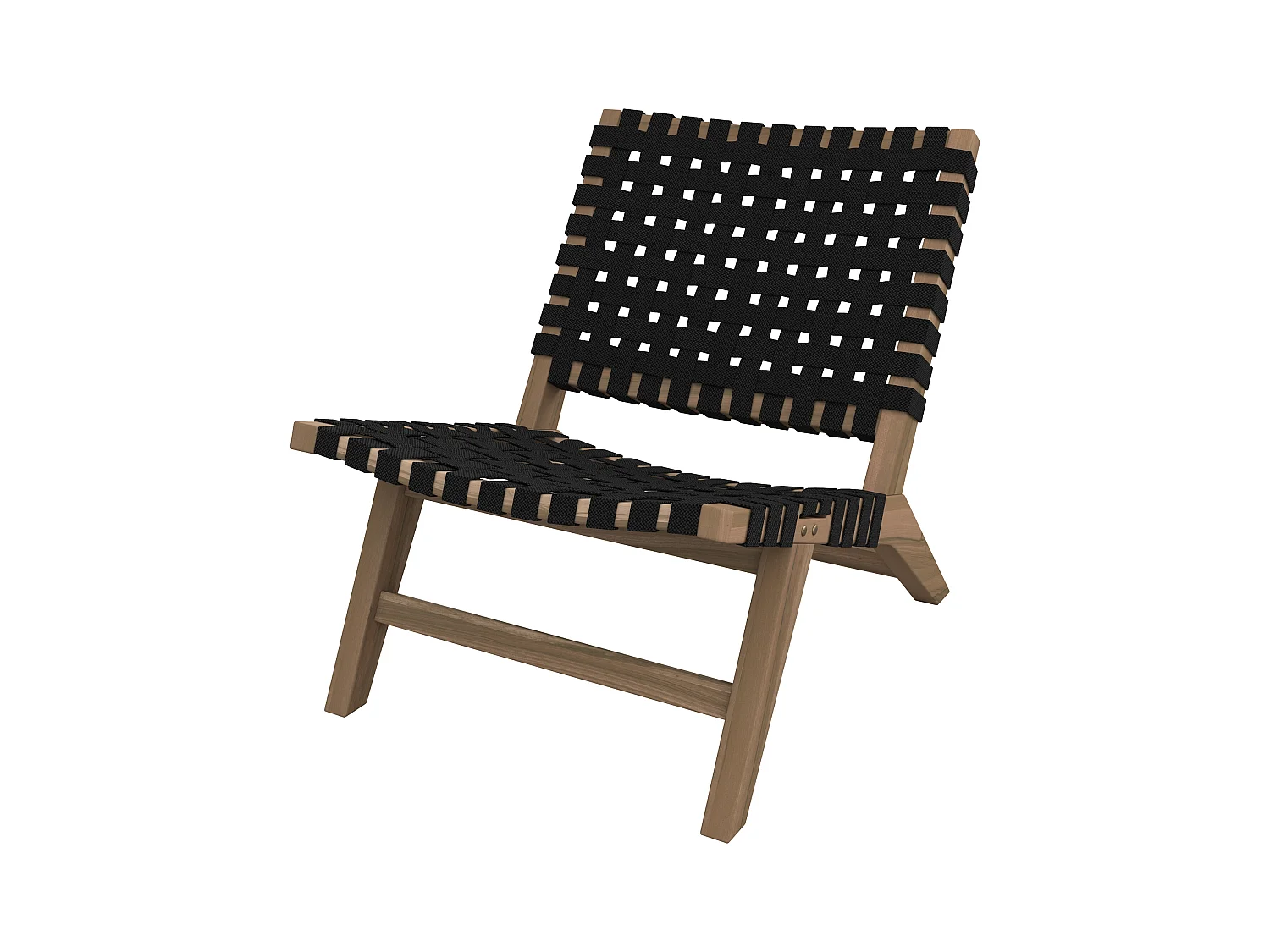 Fauteuil de jardin en teck et sangles en tissu noir - Tao