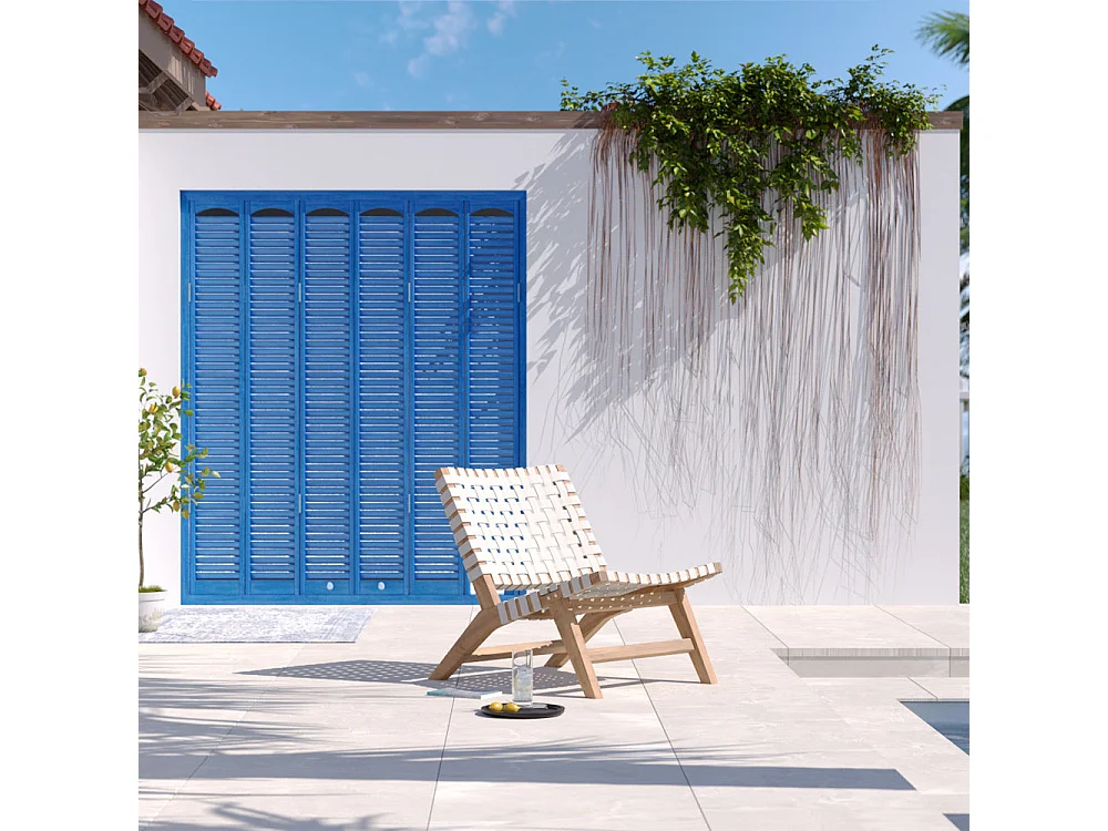 Fauteuil de jardin en teck et sangles en tissu blanc - Tao