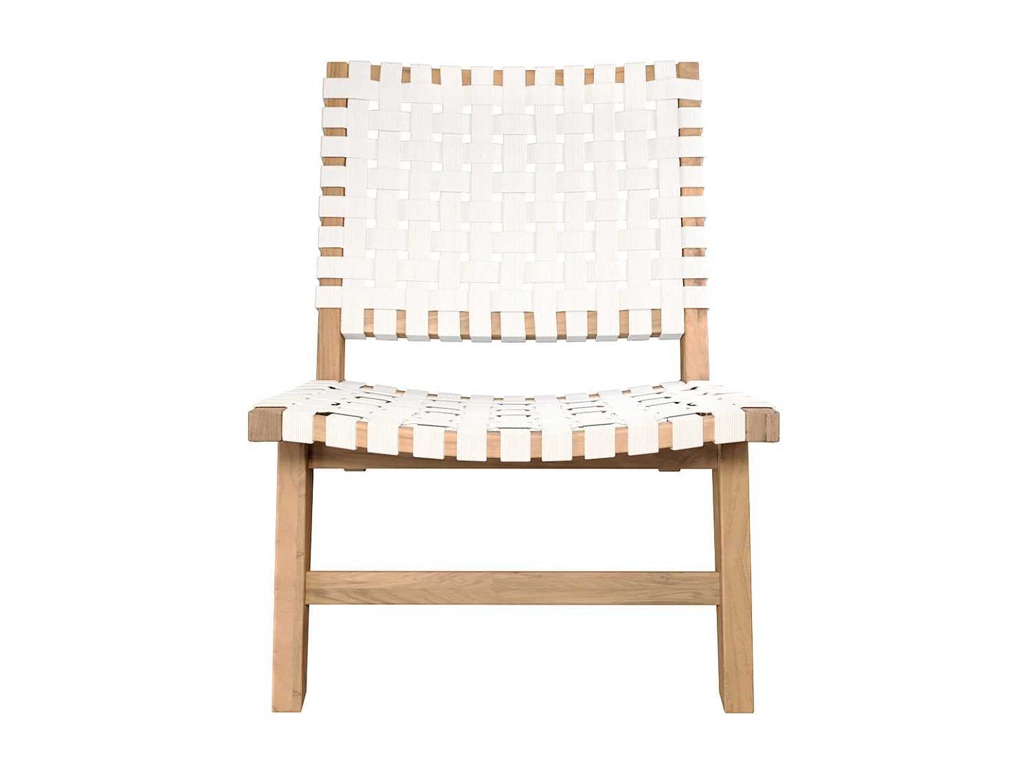 Fauteuil de jardin en teck et sangles en tissu blanc - Tao