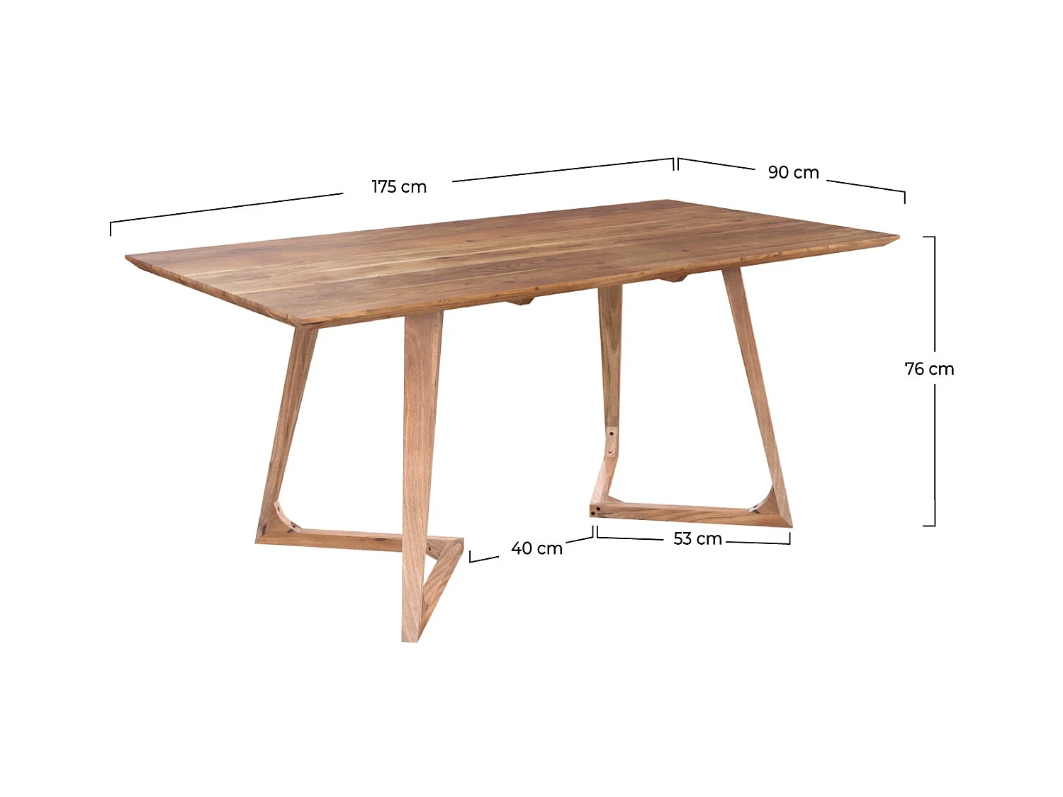 Table rectangulaire 6 personnes en bois d'acacia 175 cm - Pita