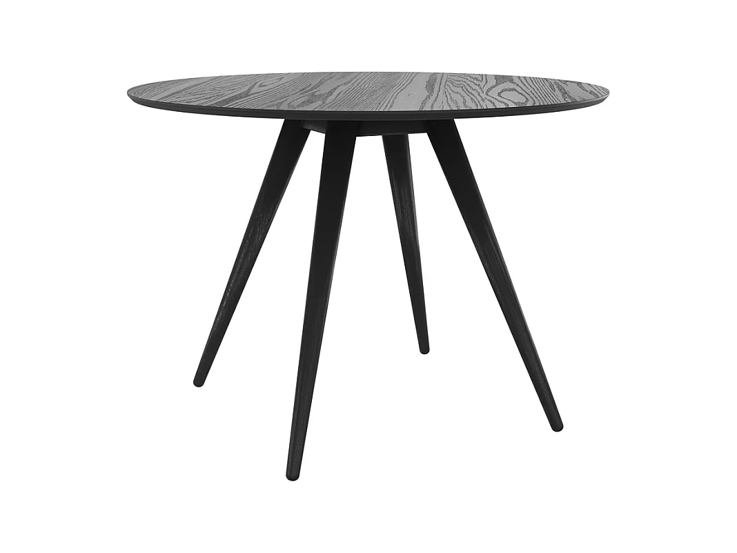 Table ronde 4 personnes en bois de frêne plaqué noir D105 cm - Liwa