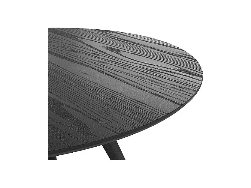 Table ronde 4 personnes en bois de frêne plaqué noir D105 cm - Liwa