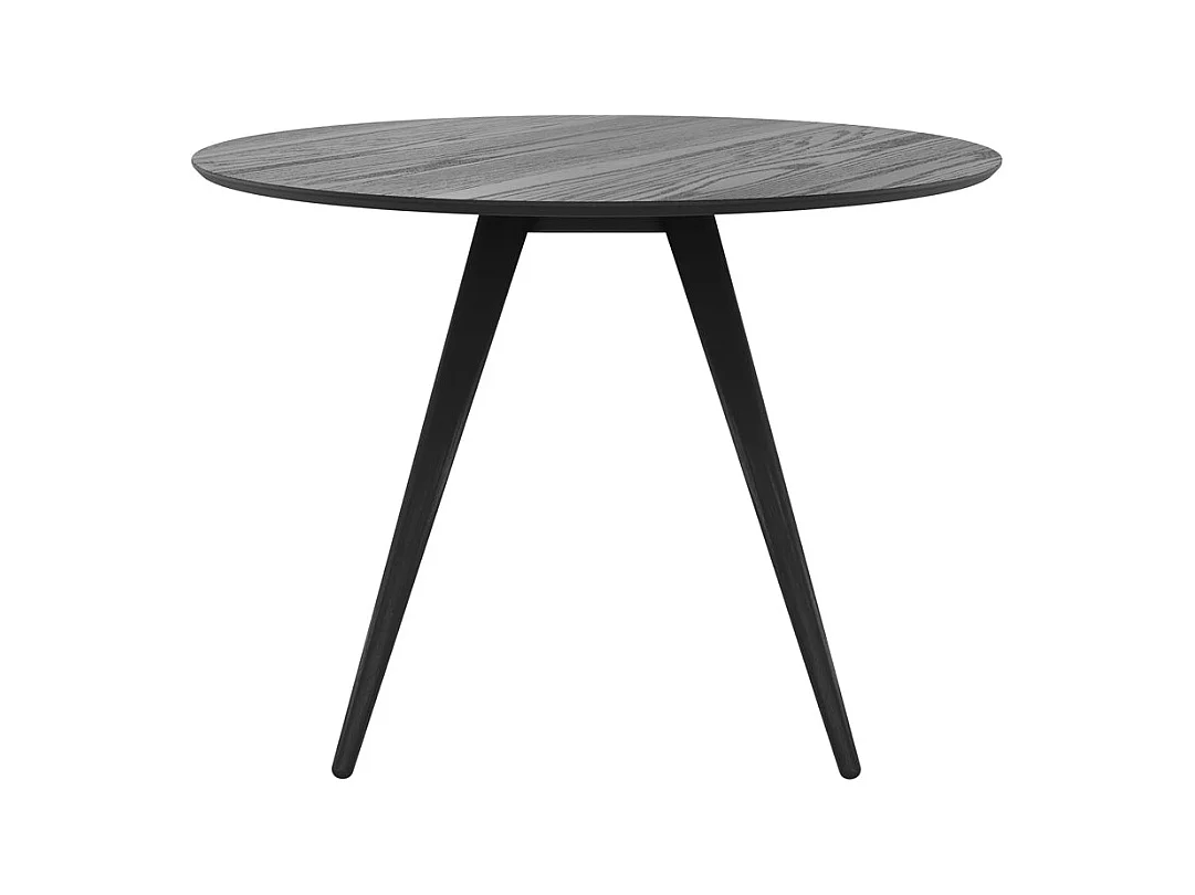 Table ronde 4 personnes en bois de frêne plaqué noir D105 cm - Liwa