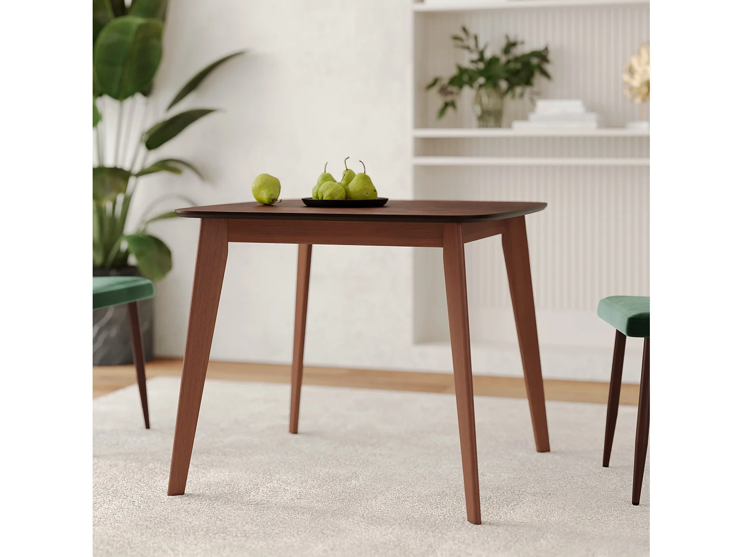 Tavolo quadrato per 4 persone in legno scuro finitura noce 90 cm - Julio
