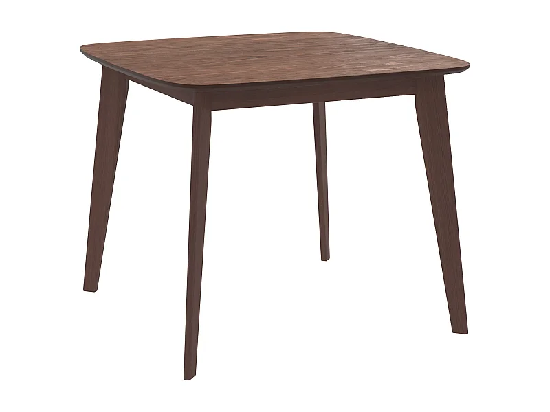 Table carrée 4 personnes en bois foncé finition noyer 90 cm - Julio