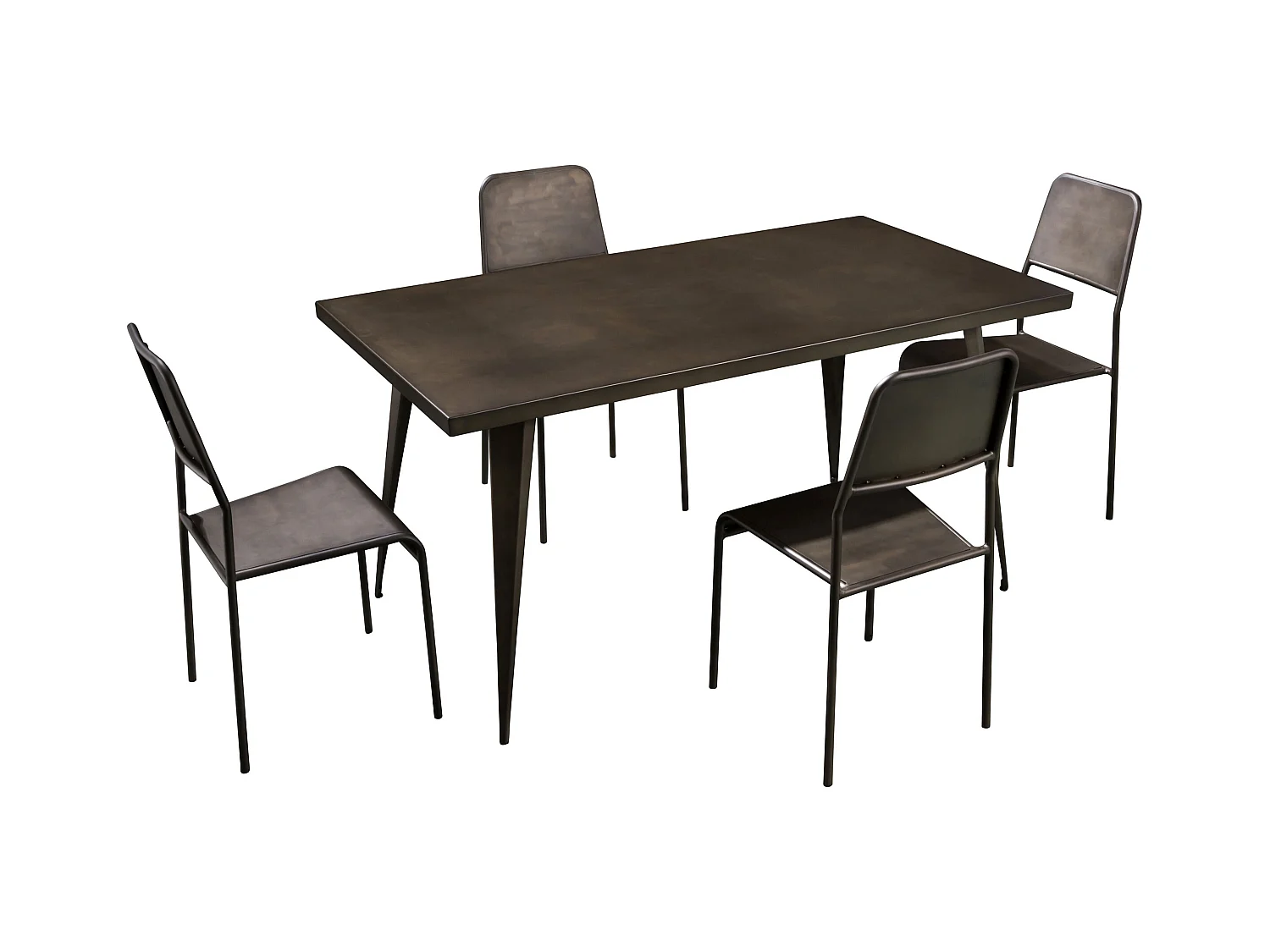 Table rectangulaire 6 personnes en métal gris 150 cm - Indus
