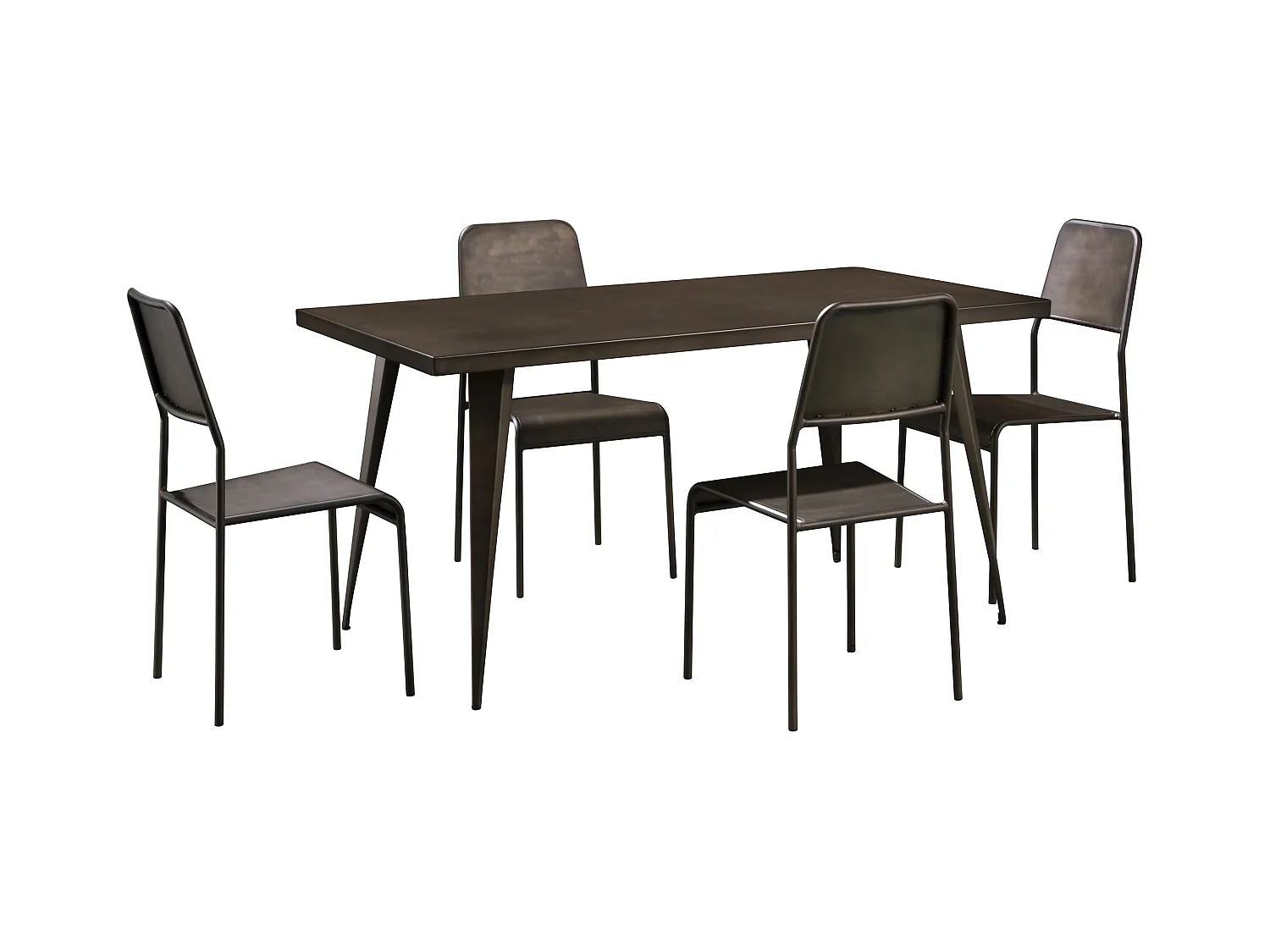 Table rectangulaire 6 personnes en métal gris 150 cm - Indus