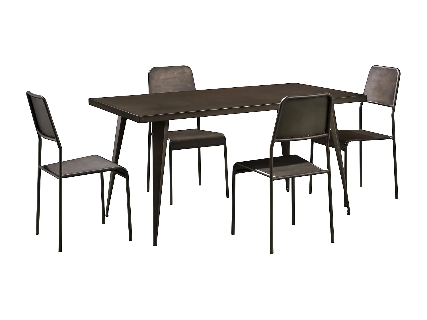 Table rectangulaire 6 personnes en métal gris 150 cm - Indus