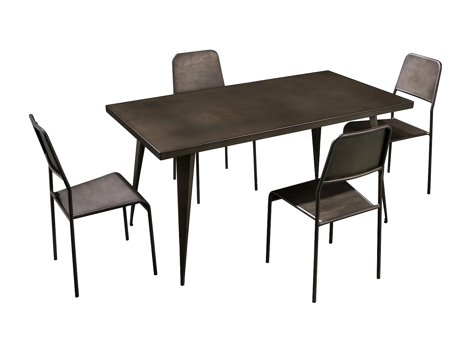 Table rectangulaire 6 personnes en métal gris 150 cm - Indus