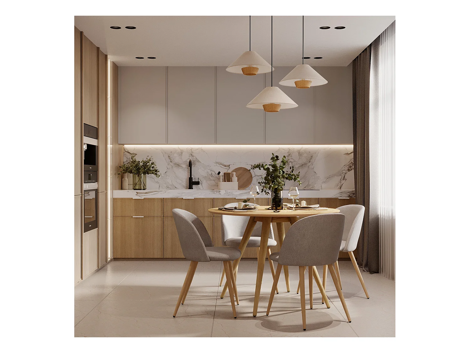 Table ronde 4 personnes en bois clair naturel D105 cm - Liwa