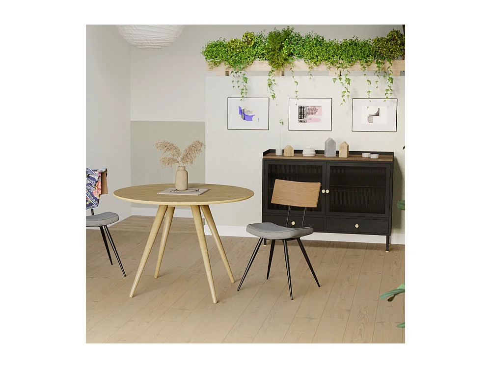 Table ronde 4 personnes en bois clair naturel D105 cm - Liwa