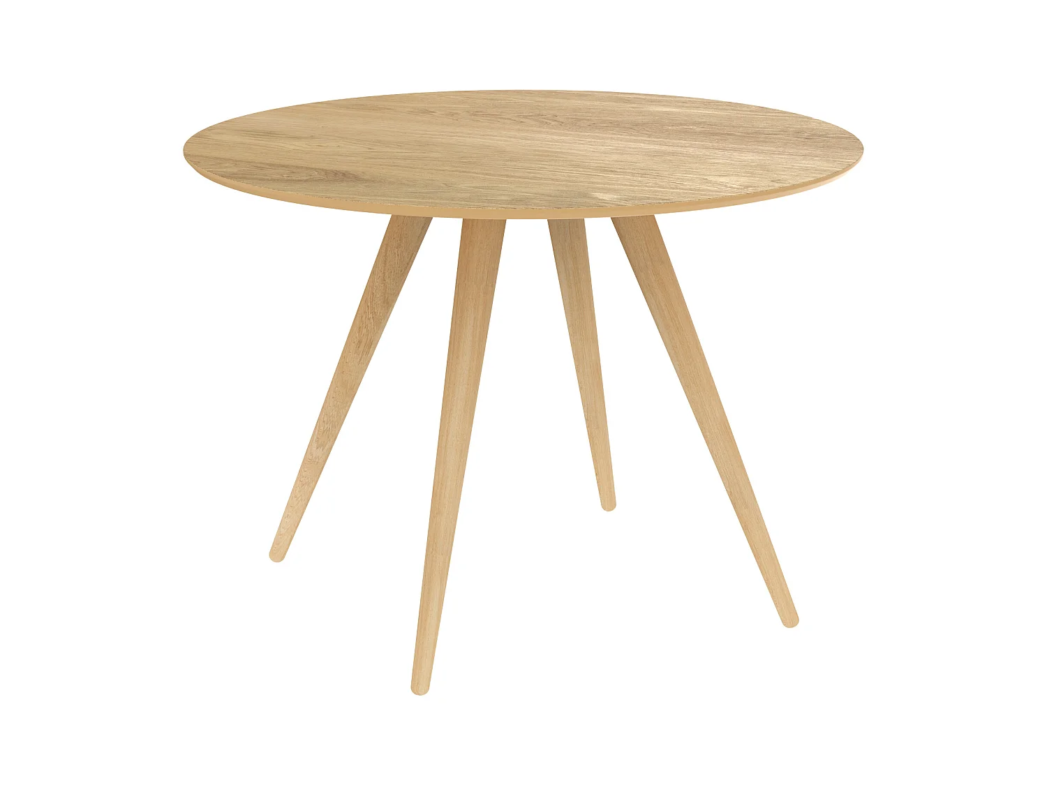 Mesa de comedor redonda de madera clara, 4 personas - Liwa