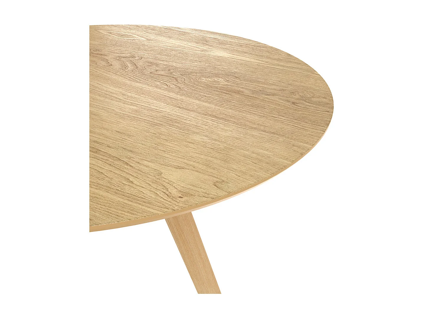 Mesa de comedor redonda de madera clara, 4 personas - Liwa