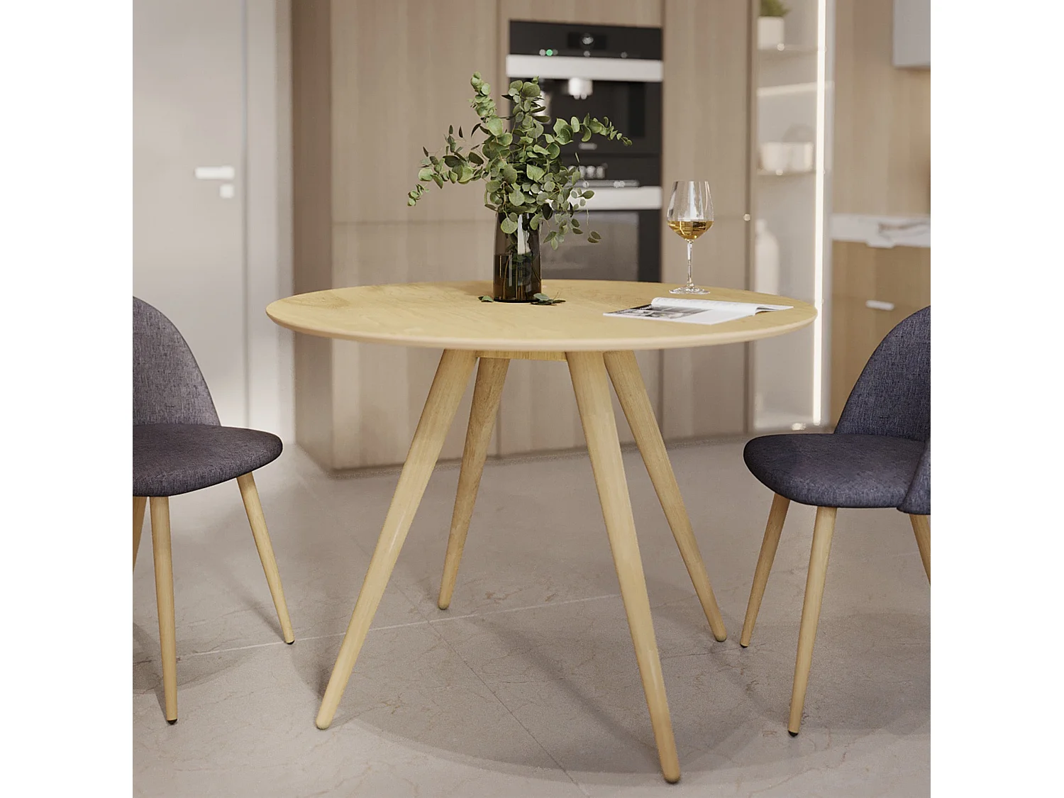 Table ronde 4 personnes en bois clair naturel D105 cm - Liwa