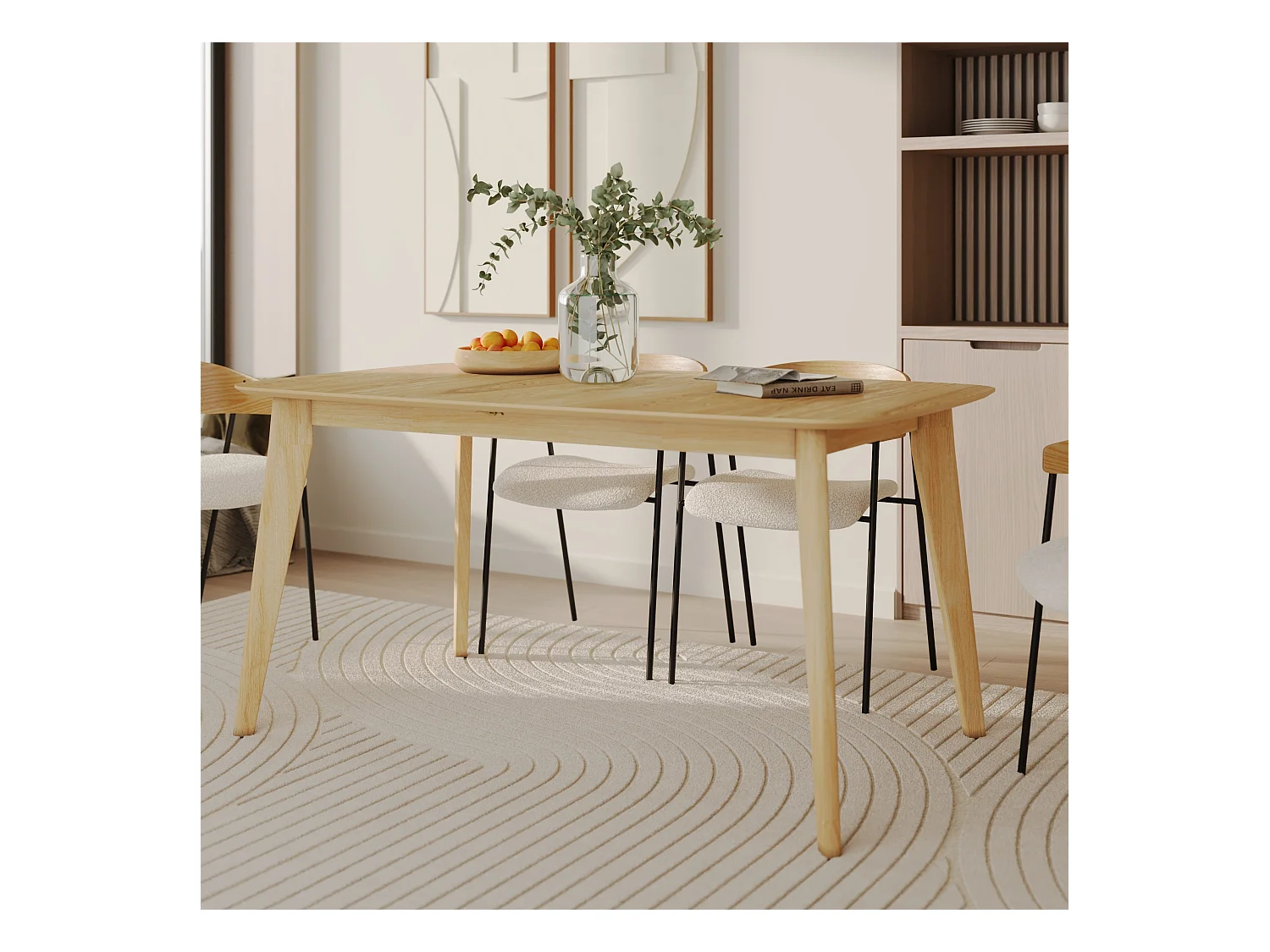 Table rectangulaire 4/6 personnes extensible en bois clair 150/180 cm - Oman