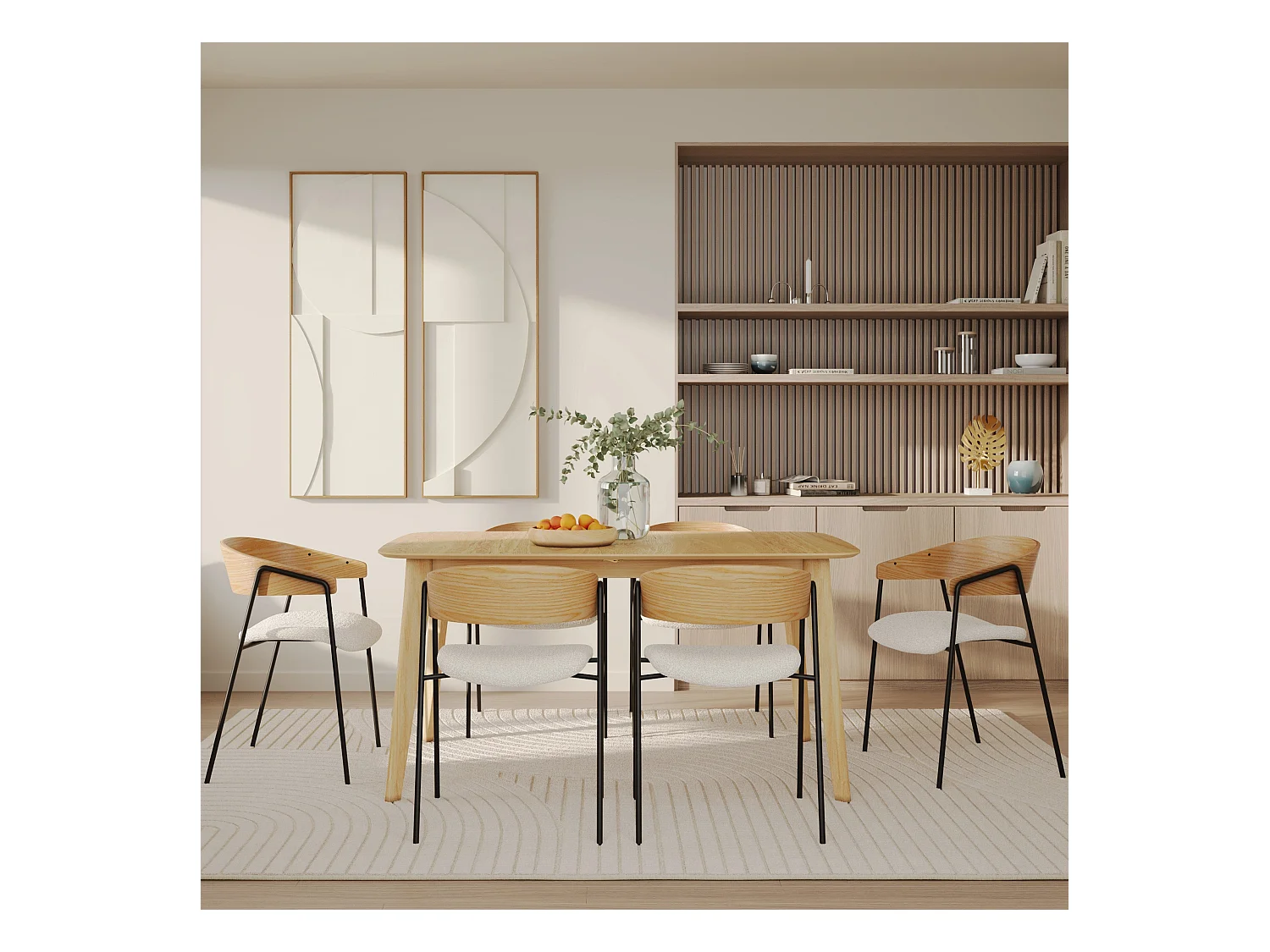 Table rectangulaire 4/6 personnes extensible en bois clair 150/180 cm - Oman