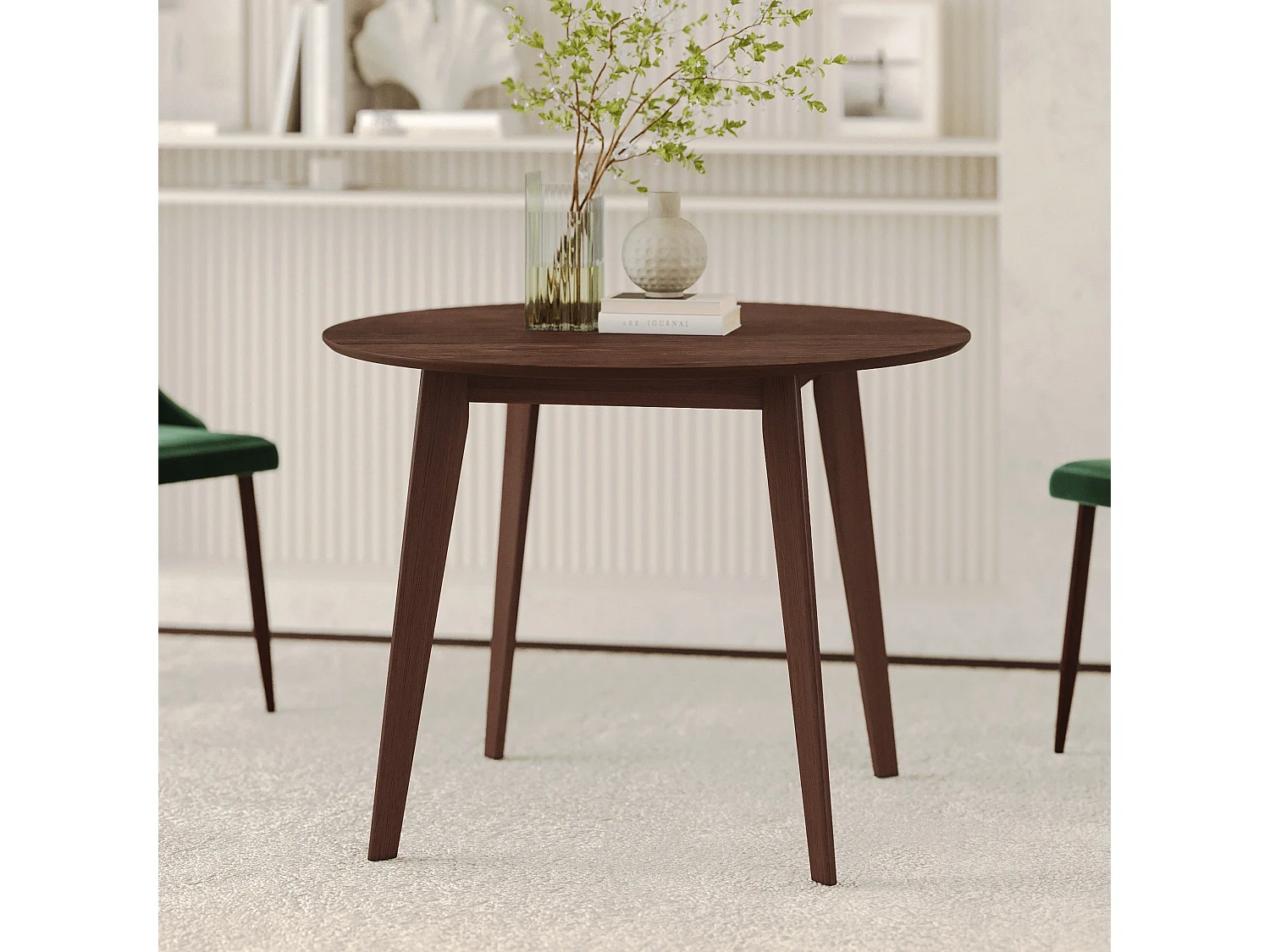 Mesa de comedor redonda de madera oscura, 4 personas - Réno