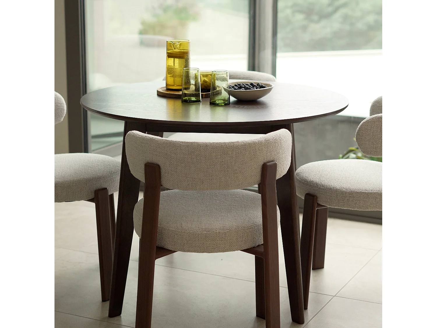 Tavolo rotondo 4 persone in legno scuro D100 cm - Réno