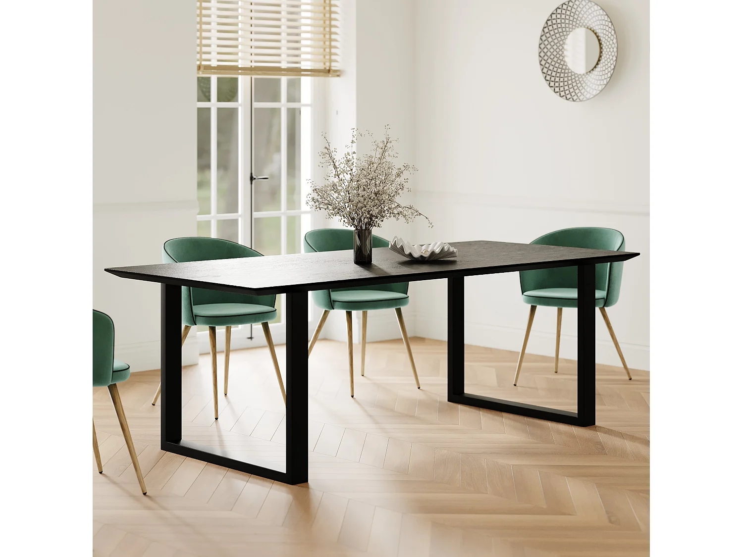 Mesa rectangular 6-8 personas en madera negra 220 cm - Adok