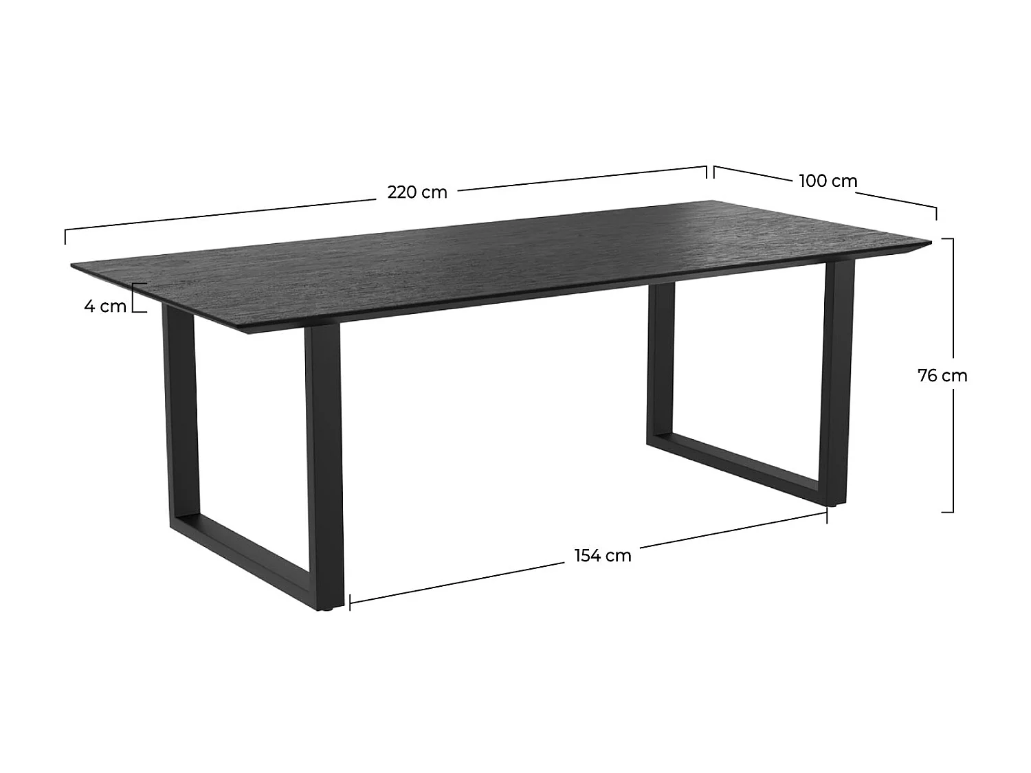 Mesa rectangular 6-8 personas en madera negra 220 cm - Adok