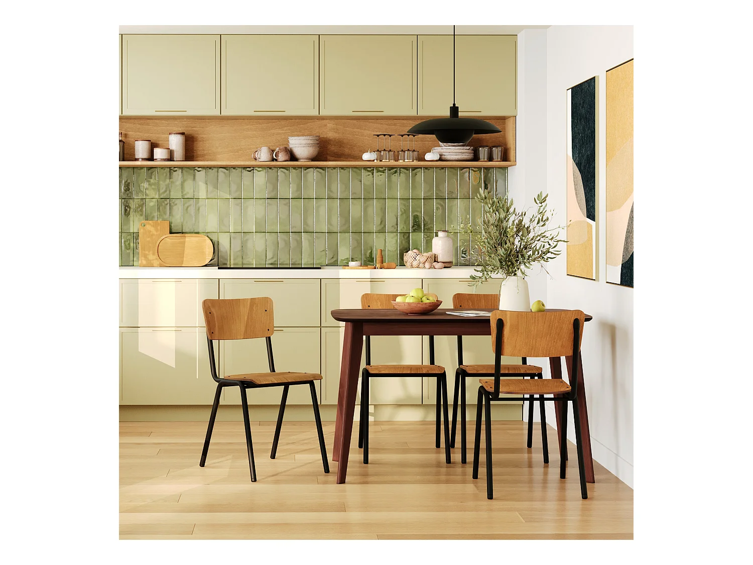 Table rectangulaire Oman 4 personnes en bois foncé 120 cm - Oman