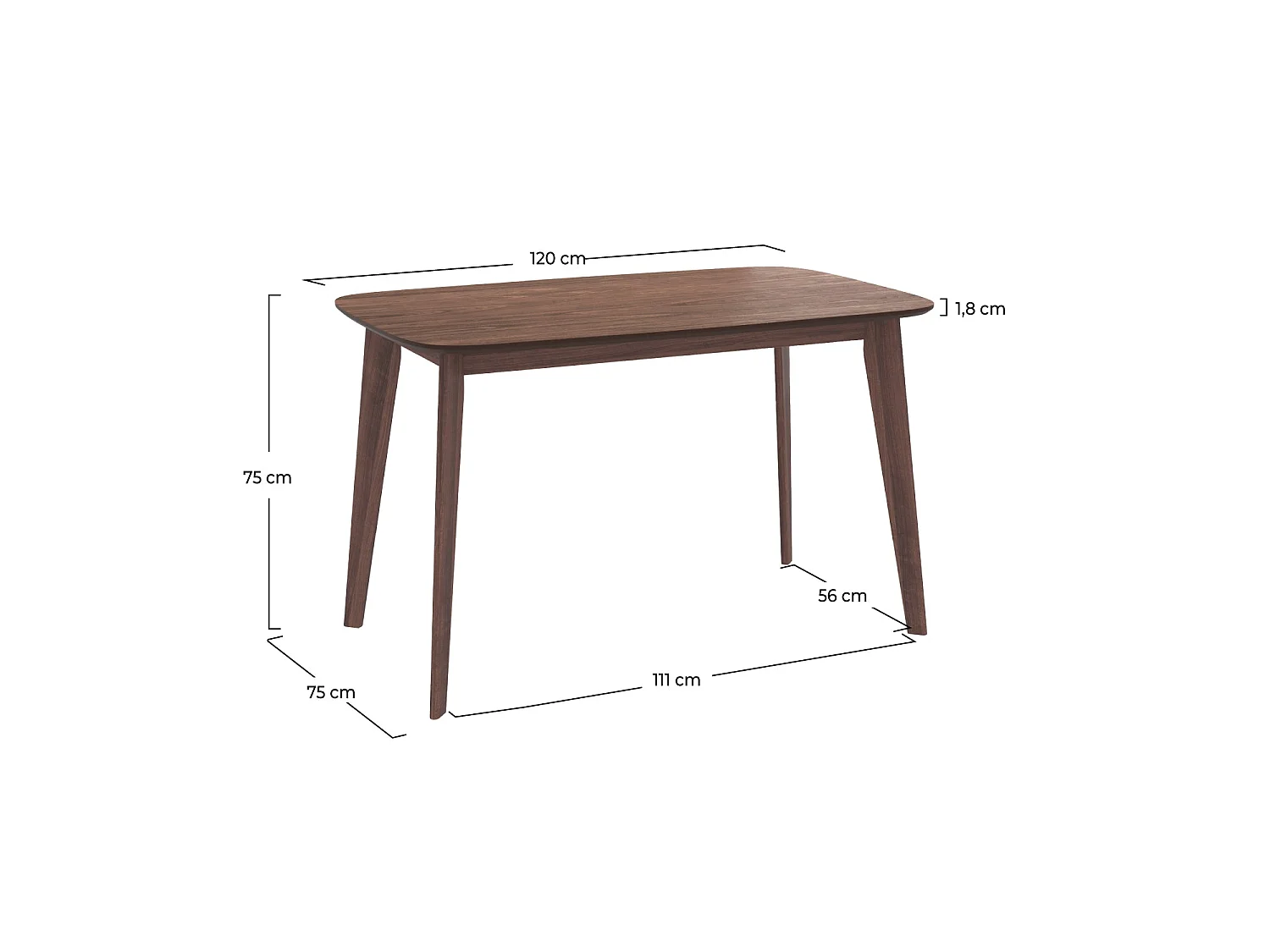 Tavolo rettangolare Oman 4 persone in legno scuro 120 cm - Oman