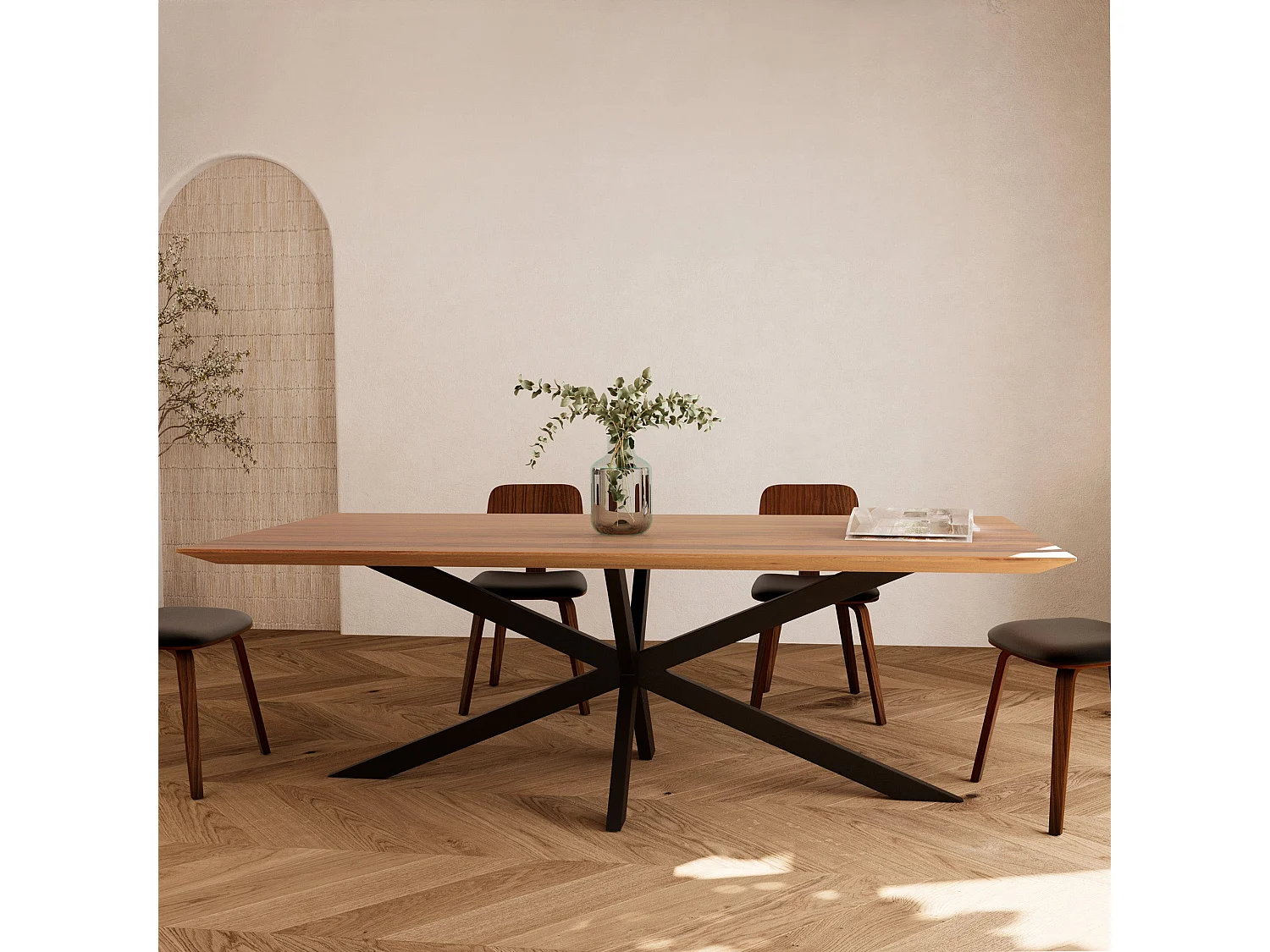 Tavolo rettangolare  in legno di sughero e metallo 220cm 6-8 persone - Sudirman