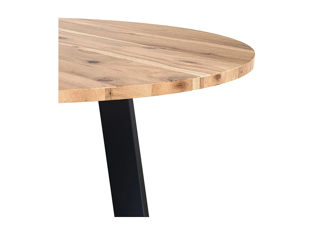 Table ronde 4 places en bois d'acacia et métal D115 cm - Ellie
