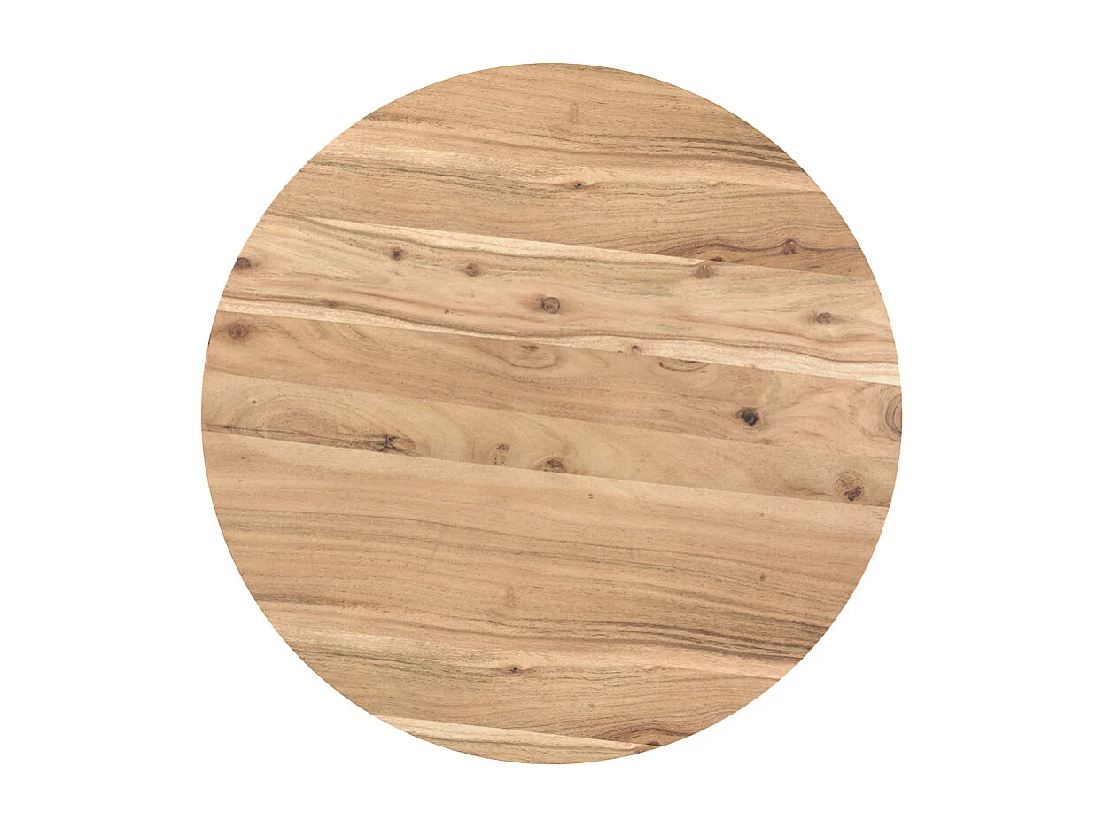 Table ronde 4 places en bois d'acacia et métal D115 cm - Ellie