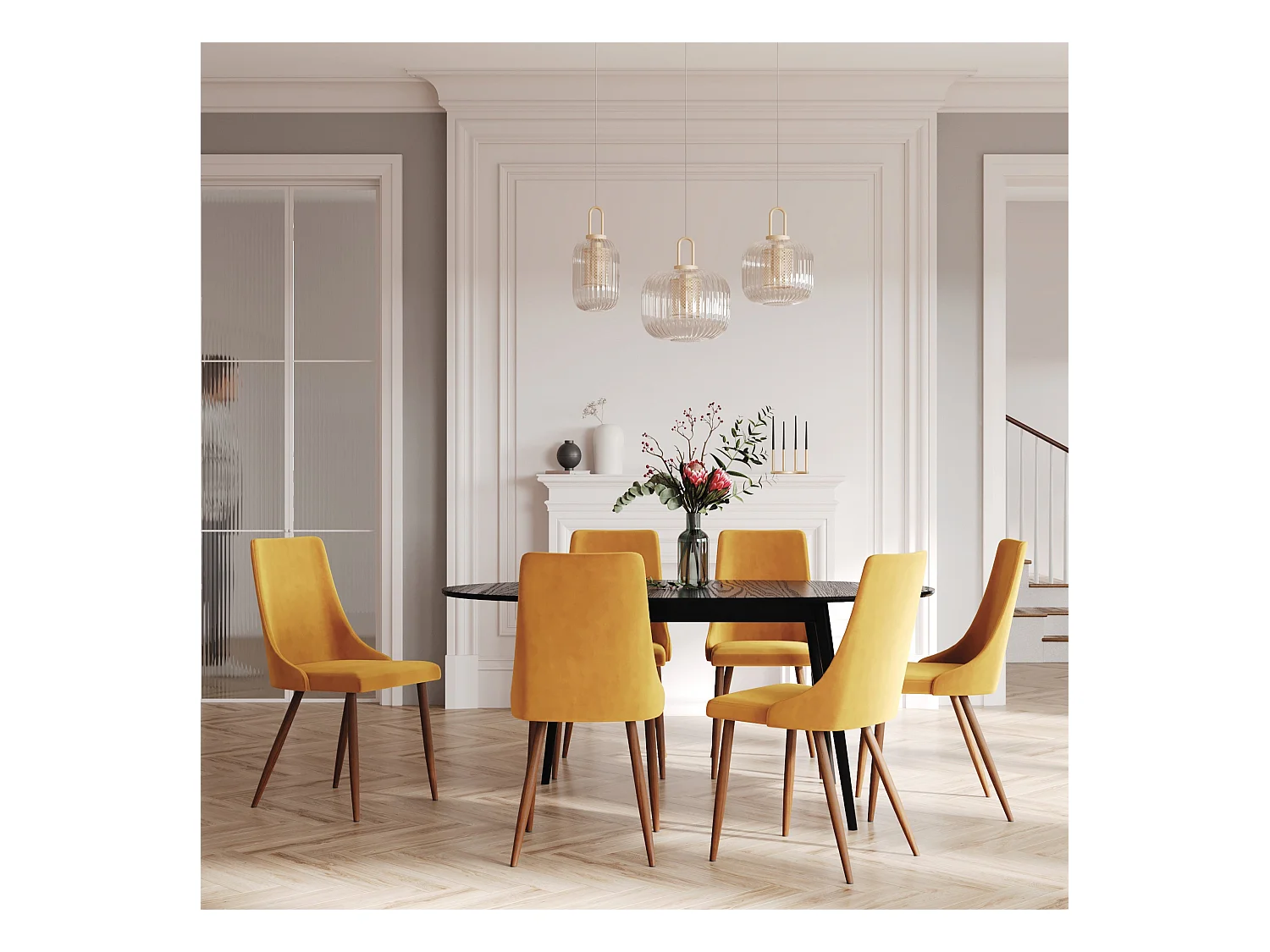 Table ovale 6/8 personnes extensible en bois noir 170/200 cm - Eddy