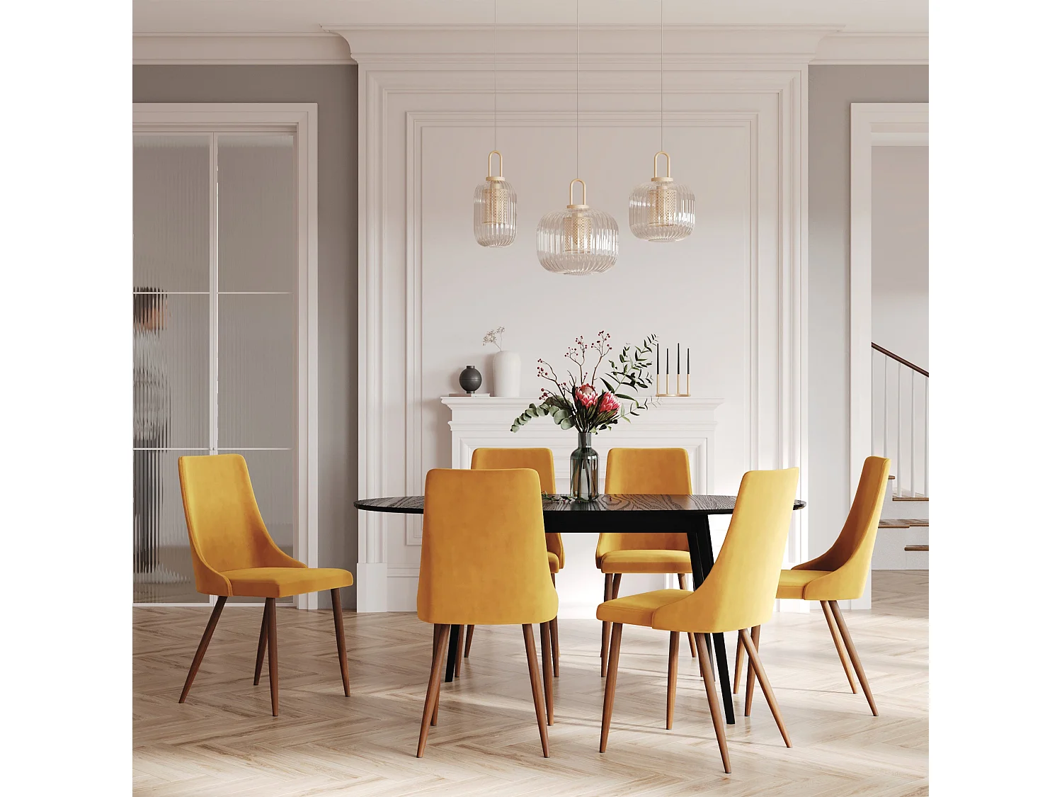 Mesa de comedor ovalada de madera negra extensible 170/200 cm - Eddy