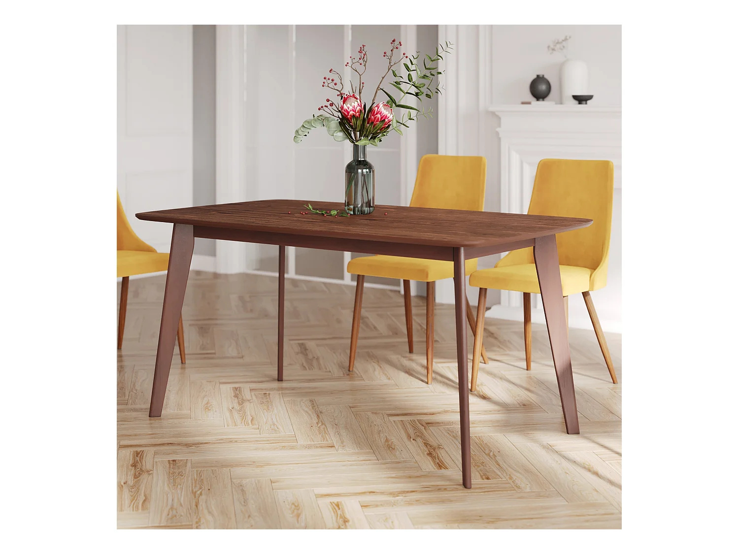Table rectangulaire 4/6 personnes extensible en bois foncé 150/180 cm - Oman