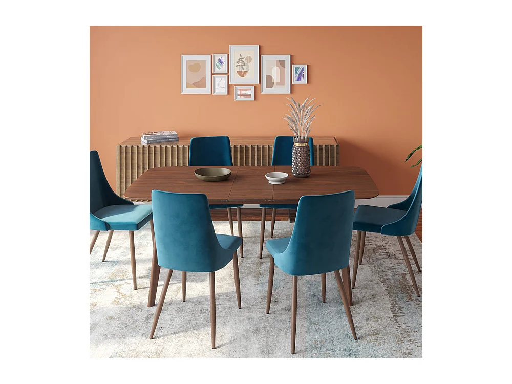 Table rectangulaire 4/6 personnes extensible en bois foncé 150/180 cm - Oman