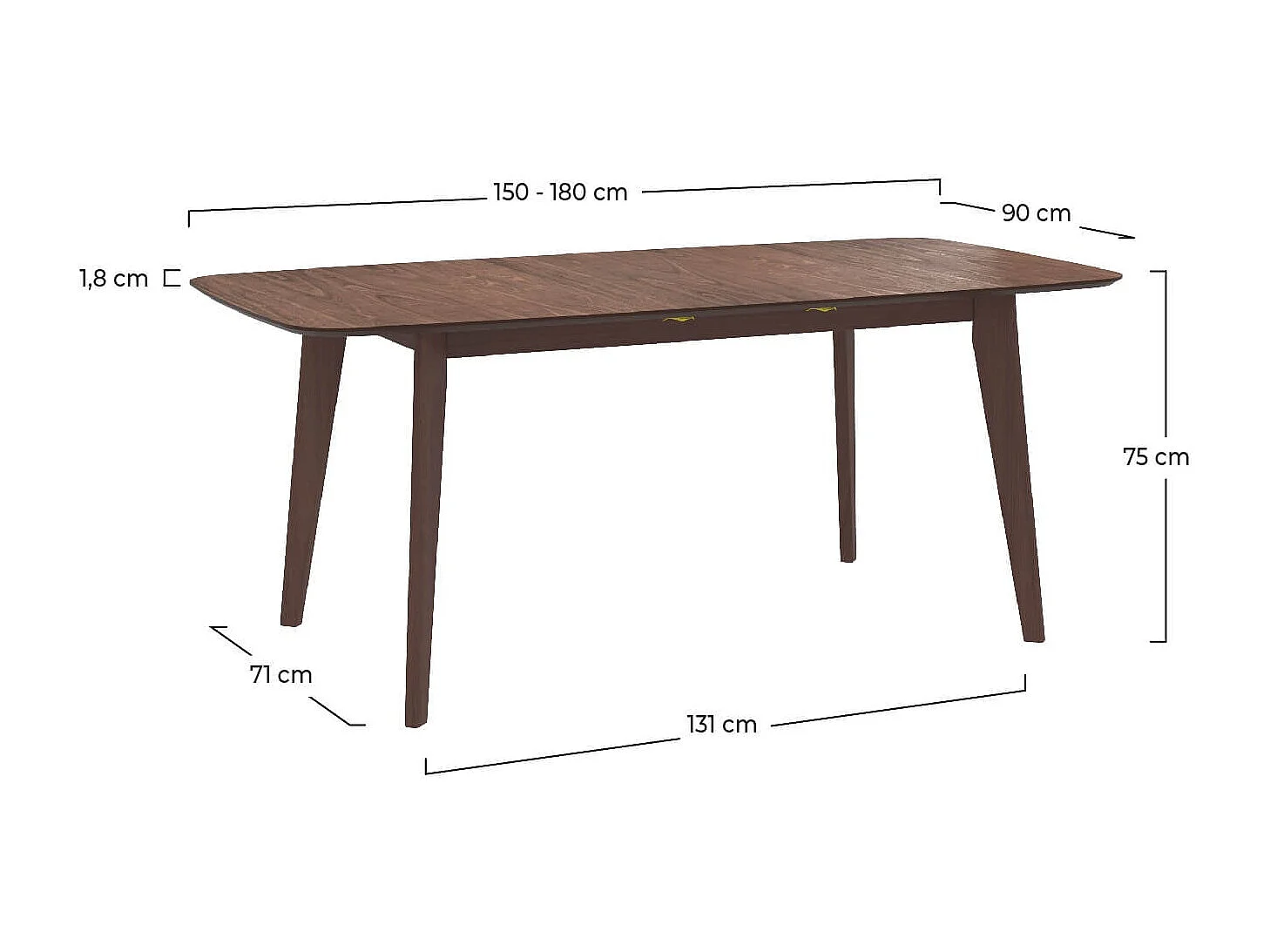 Mesa de comedor extensible de madera oscura, 6-8 personas - Oman