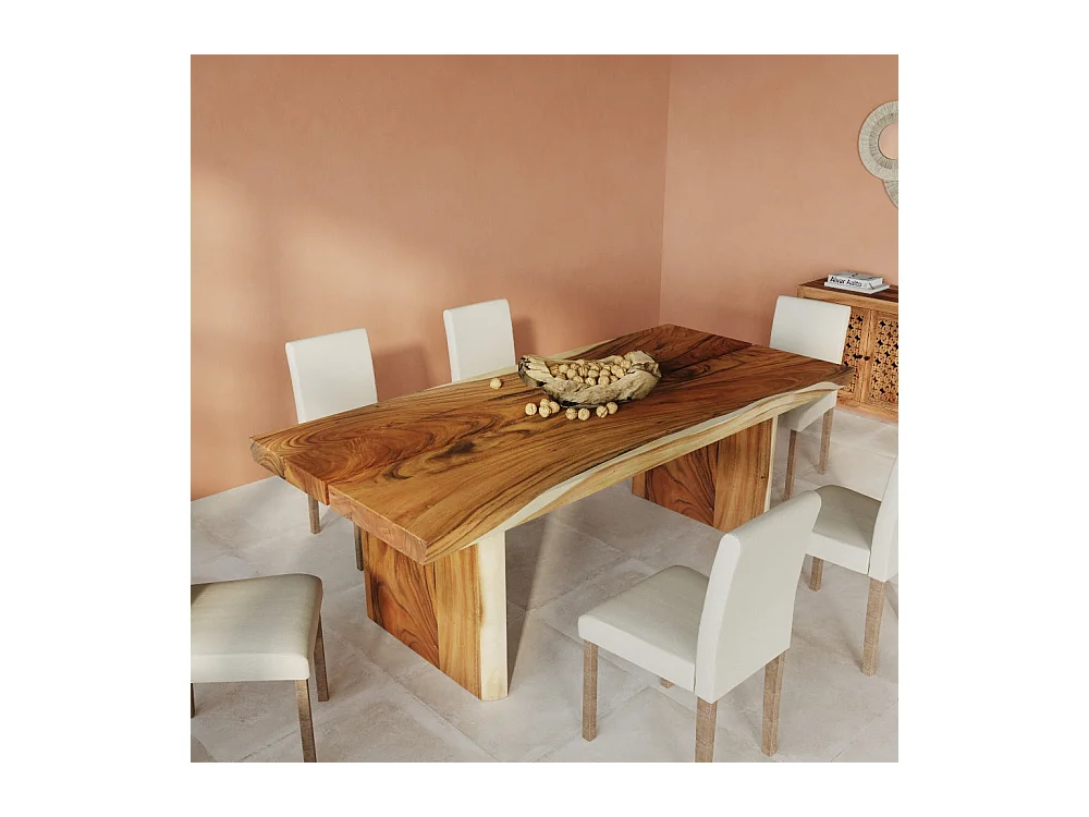 Table rectangulaire 8 personnes en bois de suar 220 cm - Tanah