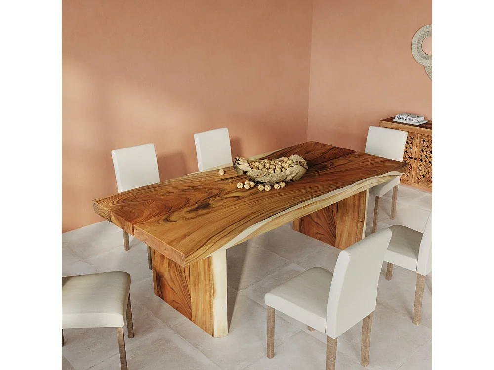 Table rectangulaire 8 personnes en bois de suar 220 cm - Tanah