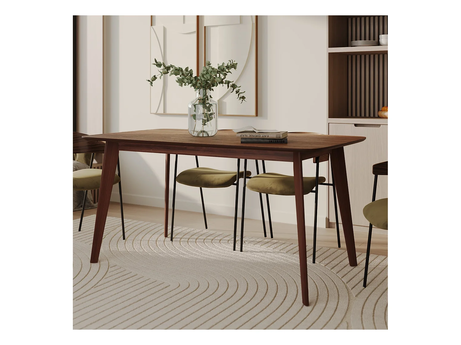 Table rectangulaire 6 personnes en bois foncé 150 cm - Oman