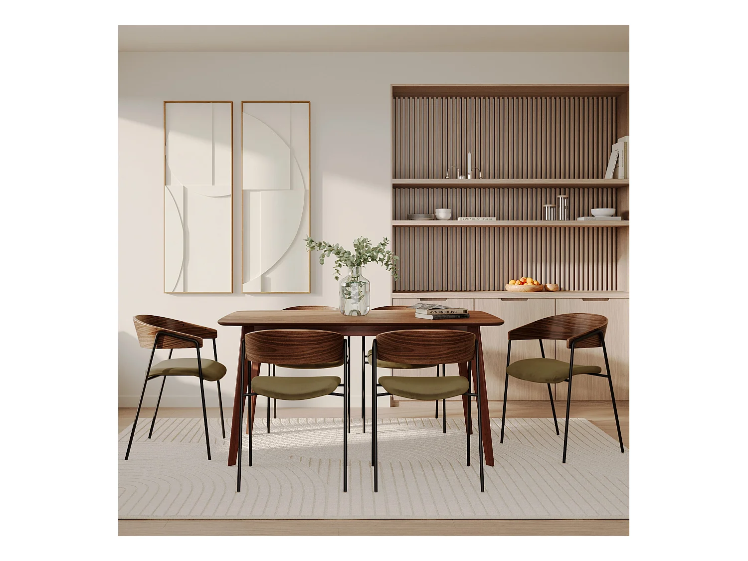 Table rectangulaire 6 personnes en bois foncé 150 cm - Oman