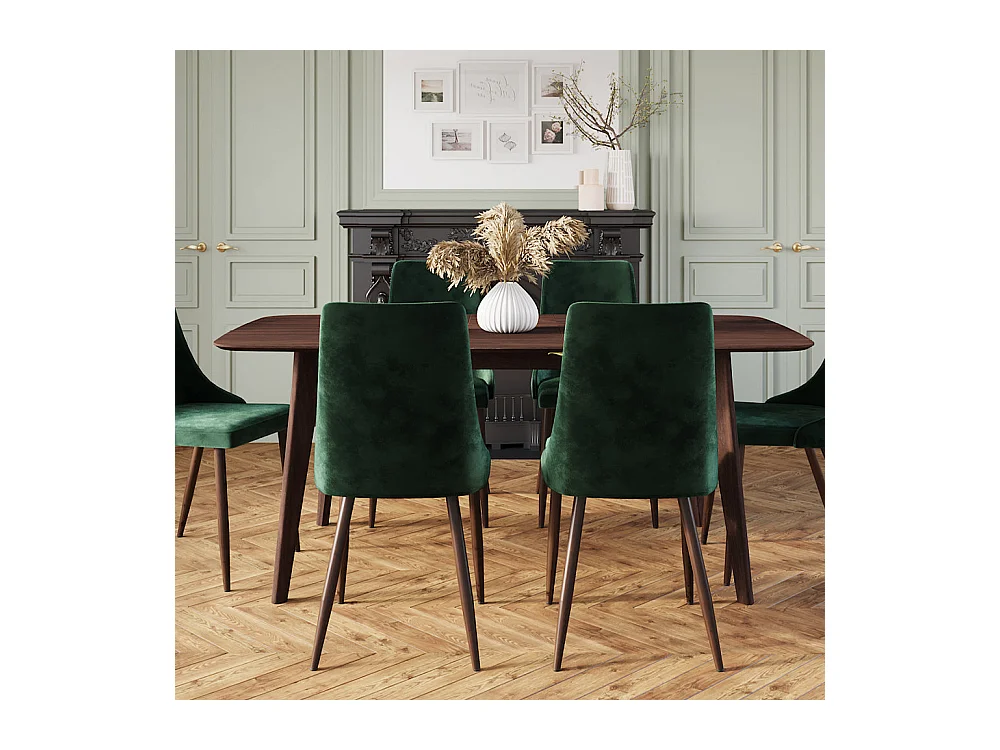 Table rectangulaire 6 personnes en bois foncé 150 cm - Oman