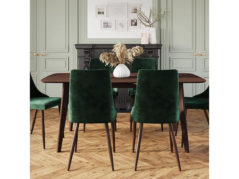 Mesa de comedor rectangular de madera oscura, 6 personas - Oman