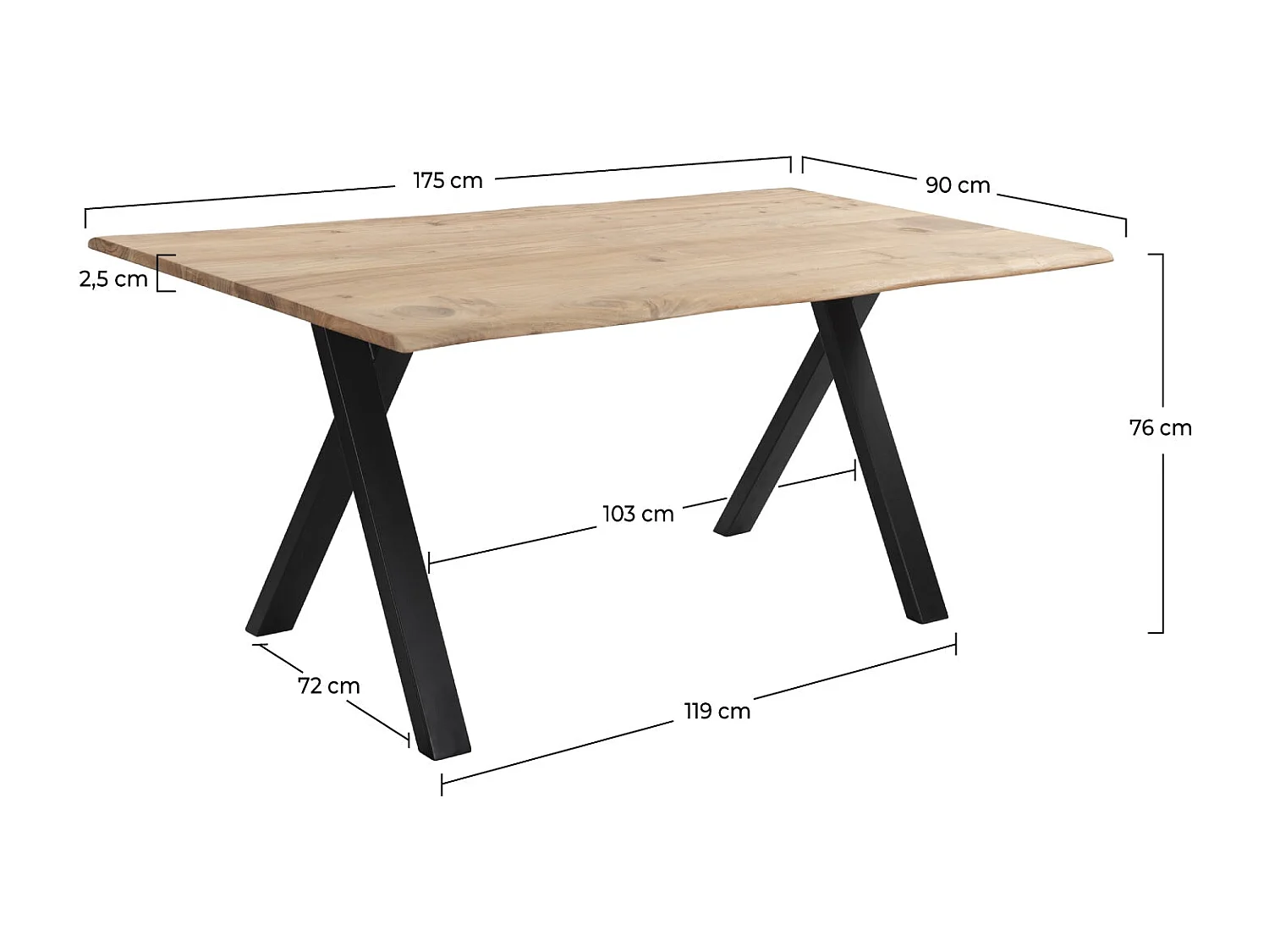 Tavolo da pranzo rettangolare in legno, 6-8 persone - Kansas