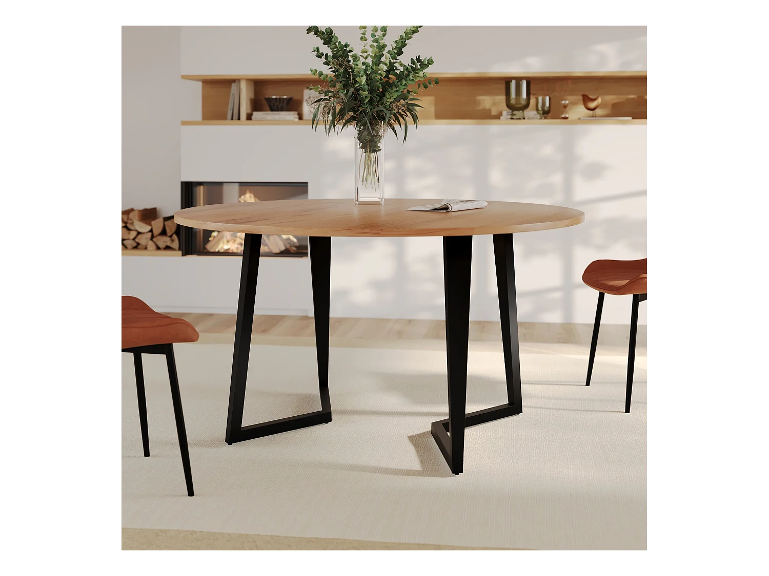 Mesa de comedor redonda de madera de acacia, 4/6 personas - Moorea