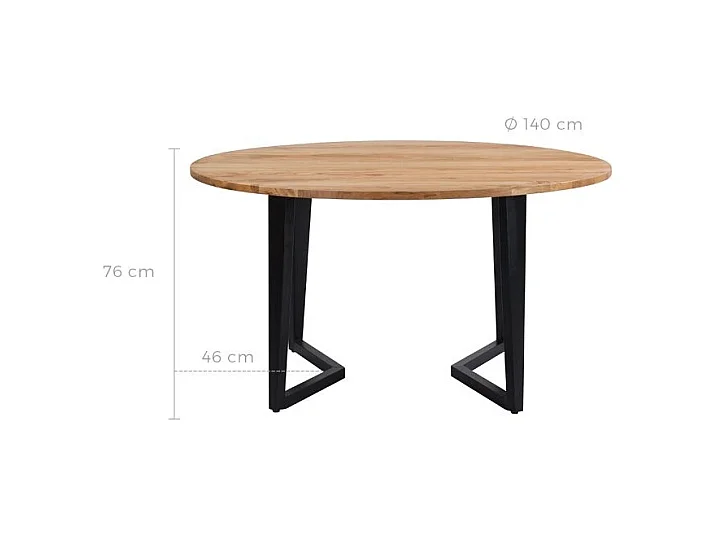 Mesa de comedor redonda de madera de acacia, 4/6 personas - Moorea