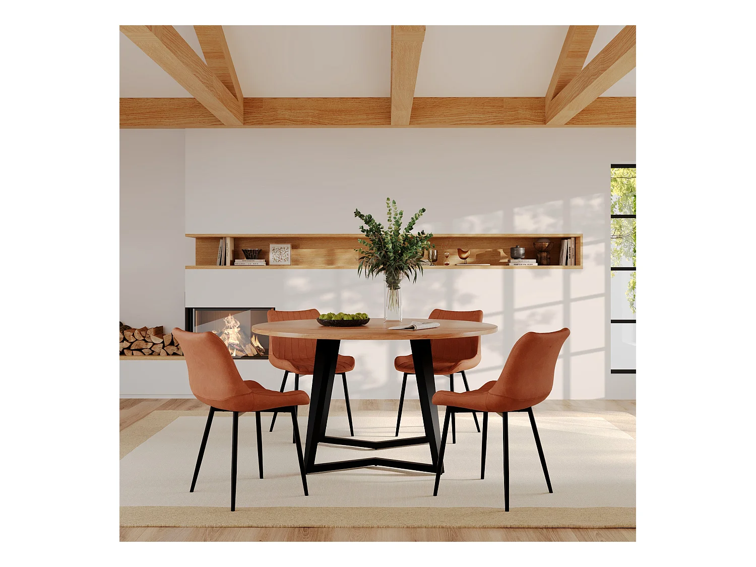 Mesa de comedor redonda de madera de acacia, 4/6 personas - Moorea