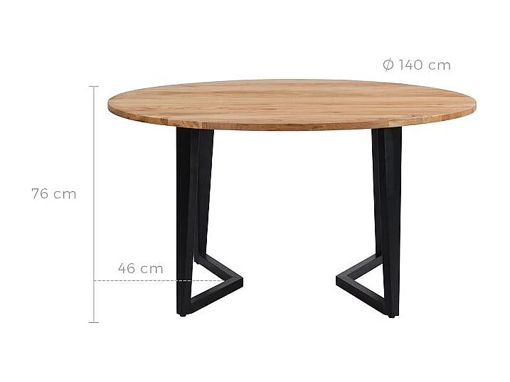 Table ronde 6 personnes en bois d'acacia et métal 140 cm - Moorea