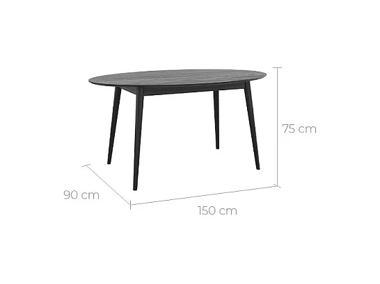 Tavolo ovale per 6 persone in legno nero 150 cm - Eddy