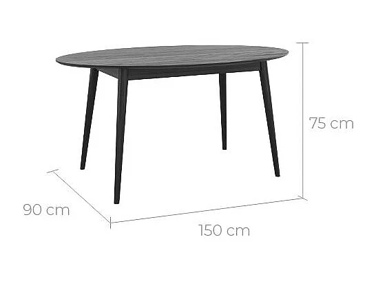 Table ovale 6 personnes en bois noir 150 cm - Eddy