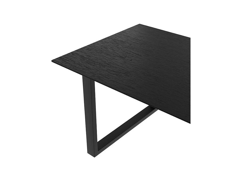 Table rectangulaire 10 personnes en bois de teck recyclé noir 240 cm - Adok